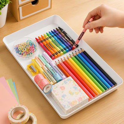 WOWBOX 4 pcs Serving Tray for Party, Grilling Accessories, Serving Platters for Snacks, Fruit, Reusable Plastic Trays for Serving Food and Pantry Organization in Kitchen & for Mothers Day Parties