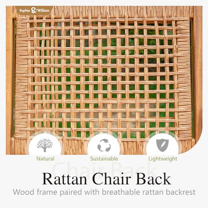 Sophia & William Outdoor Dining Set, Wooden Patio Table and Chairs Set, Rattan Furniture Set of 8 Rattan Chairs and 1 Acacia Wood Rectangular Table for Yard, Garden, Porch and Poolside