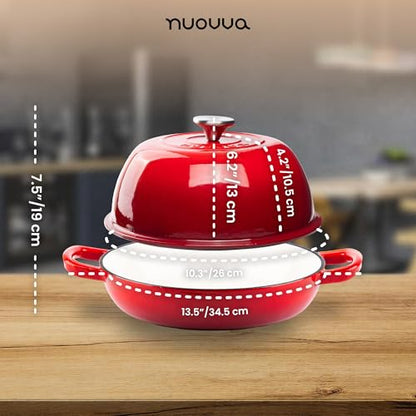 Enamelled Cast Iron Dutch Oven Pot – Dutch Oven For Sourdough Bread Baking – Cast Iron Bread Pot – Red, 6 Quarts, 26cm – by Nuovva