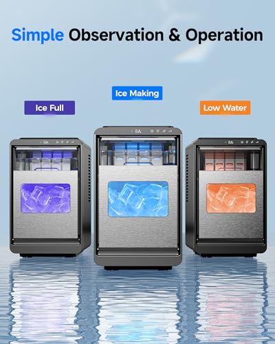 ICEVIVAL Crescent Ice Maker Countertop, 35Lbs/24H, Clear Ice Maker with Self-Cleaning & Timer, 16 Crystal-Clear Ice in 12 Mins, Countertop Ice Makers for Home, Office or Party