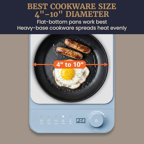 Elite Gourmet Slim Portable Induction Cooktop, 1500W Countertop Burner with 10 Power Levels & Temperature Control (140°F–465°F), Ultra-Slim 2" Design, Digital Touch Controls, Timer & Child Lock