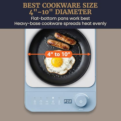 Elite Gourmet Slim Portable Induction Cooktop, 1500W Countertop Burner with 10 Power Levels & Temperature Control (140°F–465°F), Ultra-Slim 2" Design, Digital Touch Controls, Timer & Child Lock
