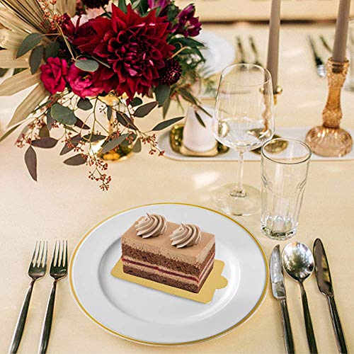 HANSGO Mini Square Golden Cardboard Cake Base,Single Cupcake Container 100PCS Cake Paper Plates Dessert Board Base Grease-Proof and Freezer-Durable Pastry Cardboard