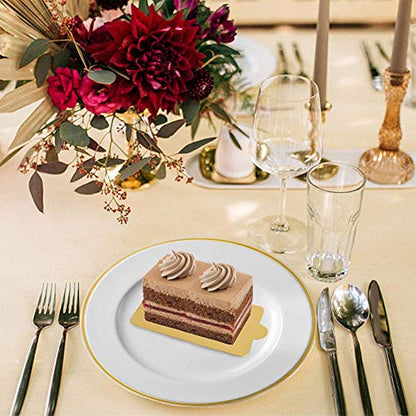 HANSGO Mini Square Golden Cardboard Cake Base,Single Cupcake Container 100PCS Cake Paper Plates Dessert Board Base Grease-Proof and Freezer-Durable Pastry Cardboard
