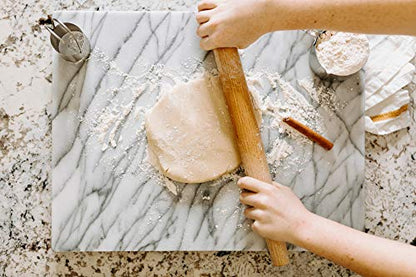 Thirteen Chefs 20 x 16 Inch Marble Pastry Board and Cutting Board for Bakers, Pastries, Chocolate - Large Marble Serving Platter with Feet