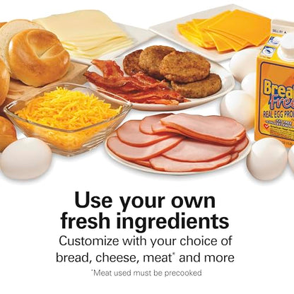 Hamilton Beach Dual Breakfast Sandwich Maker with Timer, Ready in 5 Minutes, Removable Dishwasher Safe PFAS-Free Non-Stick Egg Cooker Ring, Silver (25490MNA)