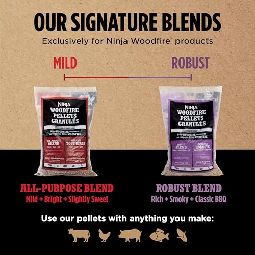 Ninja Woodfire Pellets, All Purpose Blend 5-lb Bag, 100% Real Wood, Only Compatible with Ninja Woodfire Grills & Ovens, All Purpose Blend, XSKOP5AP