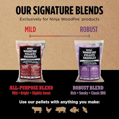 Ninja Woodfire Pellets, All Purpose Blend 5-lb Bag, 100% Real Wood, Only Compatible with Ninja Woodfire Grills & Ovens, All Purpose Blend, XSKOP5AP