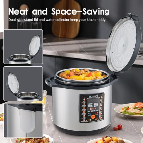 12L/12.8Qt Commercial Electric Pressure Cooker, Digital Control, 304 Stainless steel Inner Pot, Serve for 15-25 people, 1600W/120V with US PLUG, suitable to small restaurant, Canteen, Hotel