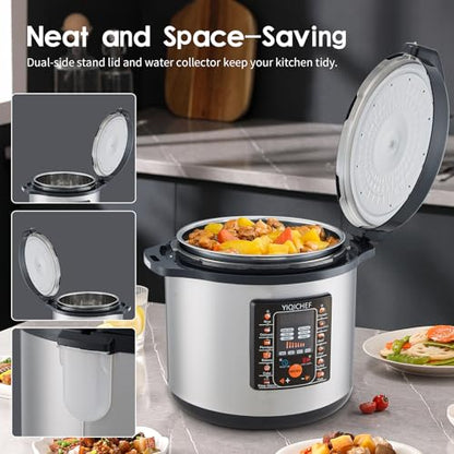 12L/12.8Qt Commercial Electric Pressure Cooker, Digital Control, 304 Stainless steel Inner Pot, Serve for 15-25 people, 1600W/120V with US PLUG, suitable to small restaurant, Canteen, Hotel