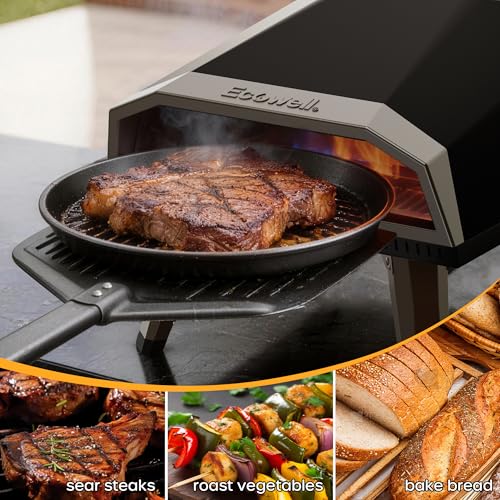 ECOWELL 12 inch Gas Pizza Oven Outdoor Propane, Portable Pizza Oven with Stone, Stainless Steel Pizza Oven Indoor & Outdoor for Camping Backyard Party, Ignition Built-in, 12 min Fast Heating