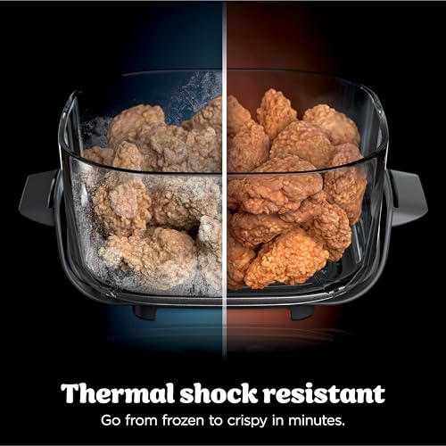 Ninja Crispi Pro 6-in-1 Glass Air Fryer | With Nontoxic, 6qt & 2.5qt Containers & Lids | Microwave, Freezer, Dishwasher Safe | 450°F Max Temp | 1800 Watt | Bone | AS101LG