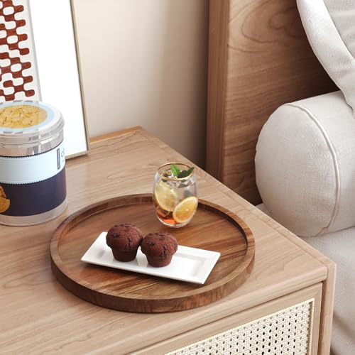 VERTORGAN Acacia Wood Serving Tray,8.7 Inch Decorative Trays Platter for Coffee Table,Living Room,Bar,Party,Mini Charcuterie Boards Cheese Board,Home Decor