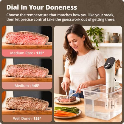 Greater Goods Sous Vide Cooker, 1100W, No App or WiFi Needed (Birch White)