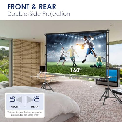 100inch Projector Screen and Stand,Outdoor and Indoor Projection Screen,16:9 4K HD Rear Front Movie Screen Portable with Carry Bag Wrinkle-Free Design for Home Theater 100inch