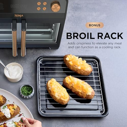 Ninja | French Door Premier Air fry Oven | 10-in-1 functions | 20.3-qt capacity | 5-qt Air Fry Basket, Sheet Pan, Wire Rack, Broil Rack | PFAS-free, Dishwasher-Safe Accessories | Black | FO101BK