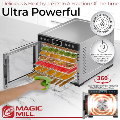 Magic Mill Pro 7-Tray Stainless Steel Food Dehydrator | Digital Timer & Temperature Control, Keep Warm Function, ETL Approved (Renewed)