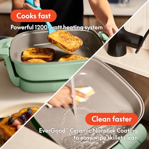 bella Fits-Anywhere™ SAUTE Make & Take Skillet, Non-Toxic Ceramic, Seaglass