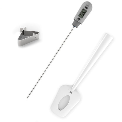 Candy Thermometer Spatula with Pot Clip Digital Thermometer Spatula for Chocolate, Creams, Sauces, Jams and Syrups, Meat Cooking (White)