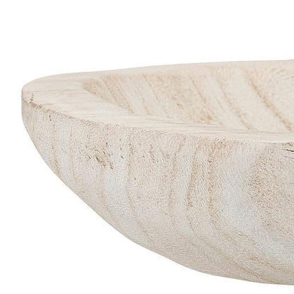 Bloomingville Hand-Carved Paulownia Wood Bowl with Whitewashed Finish