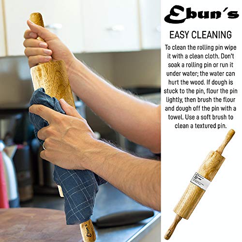 Ebuns Rolling Pin for Baking Pizza Dough, Pie & Cookie - Classic Essential Kitchen utensil tools gift ideas for bakers - Traditional Pins 10" inch Barrel