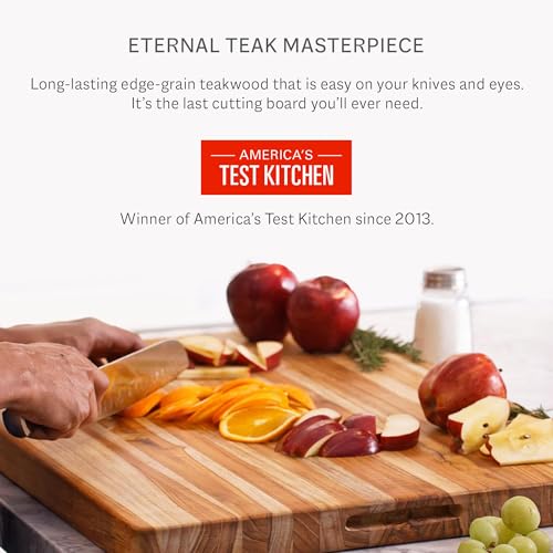 Teakhaus Cutting Board - Large (L) Teak Wood Cutting Board 20”L x 15”W x 1.5” Thick - Sustainably Harvested and FSC Certified - Knife Friendly with Natural Oil Finish
