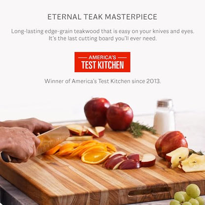 Teakhaus Cutting Board - Large (L) Teak Wood Cutting Board 20”L x 15”W x 1.5” Thick - Sustainably Harvested and FSC Certified - Knife Friendly with Natural Oil Finish