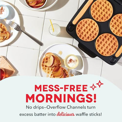 Dash Multi Mini Waffle Maker- Quad Waffle Maker for Family Breakfasts - Dual Nonstick Heating Plates & Easy-Release Surface - Compact & Fast-Heating - Aqua
