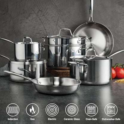 Tramontina Signature Tri-Ply Clad Stainless Steel 11-Piece Cookware Set with Lids, Pots and Pans Kitchen Set, Induction-Ready, Dishwasher-Safe, NSF-Certified