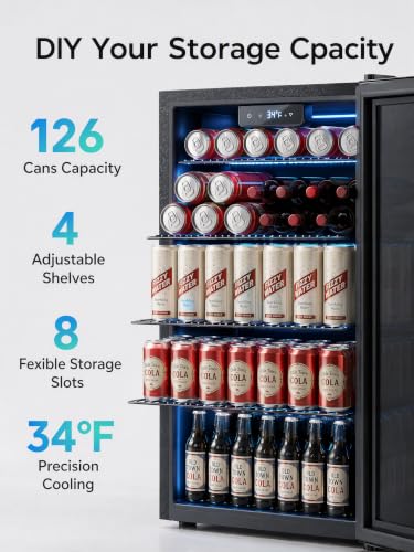 Icyglee 126 Can Mini Fridge, 3.2 Cu.Ft Beverage Refrigerator, Drink Cooler