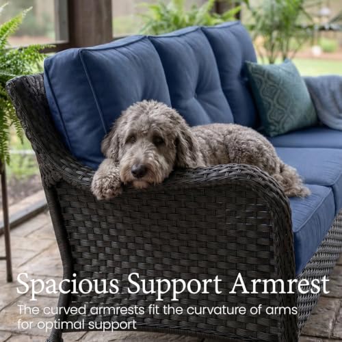 LayinSun 9 Piece Wicker Outdoor Furniture Set with 6-inch Comfy Cushions