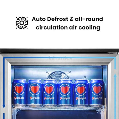 Advanics 20IN Beverage Refrigerator with Glass Door-120 Can Built in Under Counter Fridge & Freestanding,Ideal for Soda,Beer Drink Cooler
