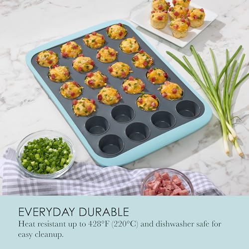 Chicago Metallic 24-Cup Silicone Muffin Pan, Nonstick Bakeware with Wire-Reinforced Rim, BPA-Free Food-Grade Silicone, Oven Safe to 428°F, Dishwasher Safe, Easy Cupcake Release