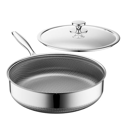 ZEROPAN Frying Pans Nonstick with Lid,Hybrid Nonstick 4-Quart Deep Sauté Pan, Stay-Cool Handle,PFAS PFOA PTFE Free,10 Inch Deep Frying Pan Dishwasher-Friendly, Oven-Safe, Compatible with All Cooktops