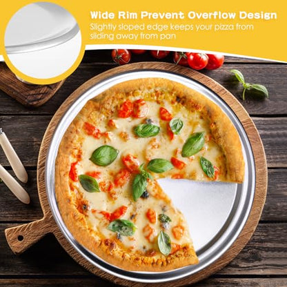 Bokon 12 Pcs 12 Inches Pizza Pans Bulk for Oven Non Stick Round Aluminum Pizza Plates Set for Pie Cake Tray Baking Restaurant Serving Home Kitchen Easy to Clean
