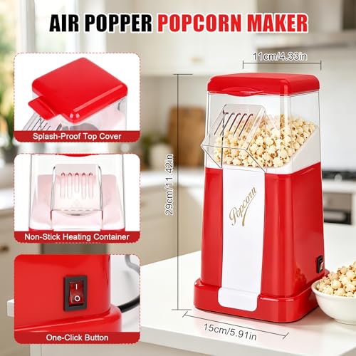Air Popper Popcorn Maker, 1200W Electric Hot Air Popcorn Popper, 12 Cups