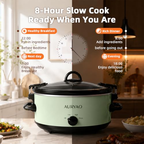 6 Quart Slow Cooker with Locking Lid, Includes 5 Liners, Serves 6-8