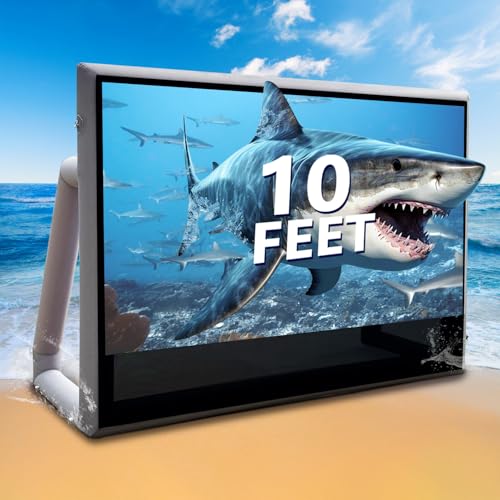 SAYOK 10FT(120IN) Inflatable Projector Screen for Outdoor Movies, Pool Parties & Backyard, Waterproof TPU Material, No Need Constant Inflating, Portable Movie Screen for Projector