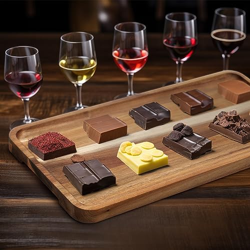 Leinuosen 4 Set Acacia Wooden Serving Platter Solid Wood Serving Trays Rectangular Charcuterie Boards Steak Wooden Plates for Entertaining Party Display Cheese Appetizer (10x5/12x6/14x7/16x8 in)