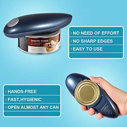 Electric Can Opener, One-Touch Automatic Can Openers with Smooth Edge, Food-Safe, Battery Operated, Hands-Free Can Opener Electric for Seniors with Arthritis, Kitchen Gadget Gift for Left Handed