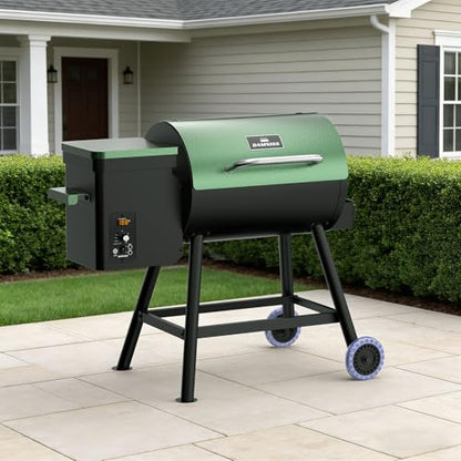DAMNISS Electric Wood Pellet Smoker Grill 8 In 1 BBQ Grills for Outdoor Grill with Auto Feed & PID Temperature Control (180-450°F) and Rain Cover 456 Sq.In Cook Area for Backyard New House Gifts