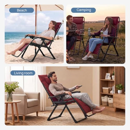 DUMOS Zero Gravity Chair, Lounge Chair Outdoor with Cup Holder