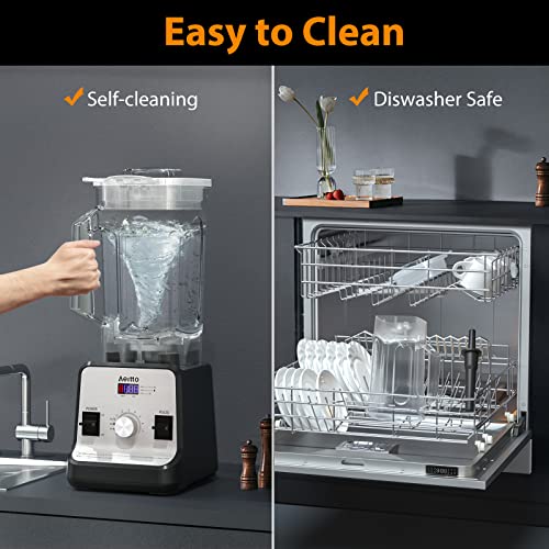 Aeitto Blender for Kitchen, 68 Oz Large Capacity Professional Countertop Blender, 1500-Watt Smoothie Blender for Ice Crush, Frozen Drinks, Grey