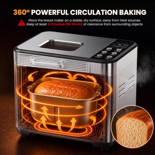KMFurnila 2LB Bread Maker, 600W Automatic Stainless Steel Bread Machine