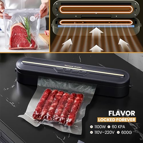 CRUXO 1100W Sous Vide Cooker Kit With App Control, Immersion Circulator, LED Display, Touch Panel, Vacuum Sealer & 10 Sealing Bags | Suvee Sous Vide Machine For Precise Cooking, Smart Thermal Cooker