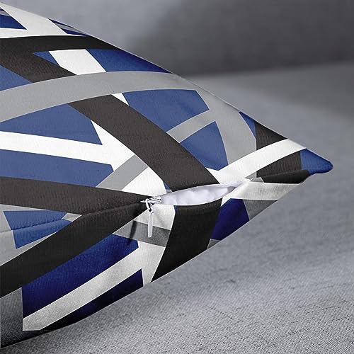 Emvency Throw Pillow Covers Set of 2, 20 x 20 Inch, Retro Striped Blue