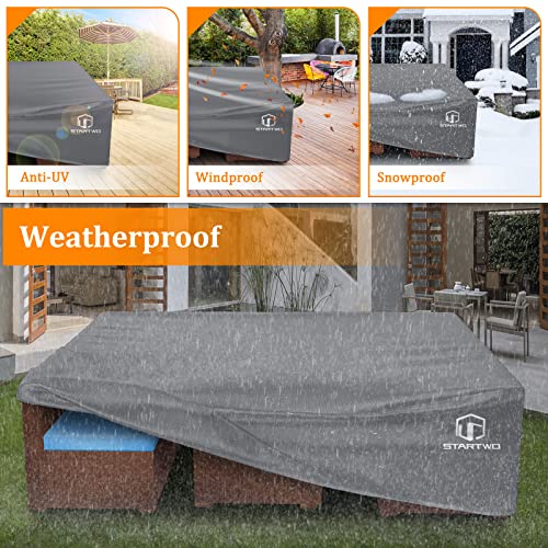 STARTWO Patio Furniture Covers Waterproof Outdoor Lawn Furniture Set Cover for 7-12 Piece Sectional Sofa, Conversation Set Garden Dining Tables Chairs,Grey