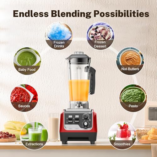 1800W Blender for Smoothies, Countertop Blenders for Kitchen with 70 Oz BPA-Free Pitcher and 20 oz To-Go Cup, 28000 RPM High-Speed Motor Blender for Ice Crushing, Frozen Drinks, Milkshakes (Dark Red)