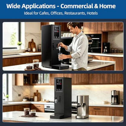 EASTDAX Hot Water Dispenser - Commercial Water Boiler 35L(9.2 GAL)/H Step-Heating LED Screen 24-Hour Timer Switch Adjustable Temperature Control 32°F - 212°F for Coffee Shop Restaurants Office 1800W