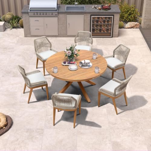PURPLE LEAF Patio Dining Chairs Set 4 Pieces, Removable Cushion, Teak